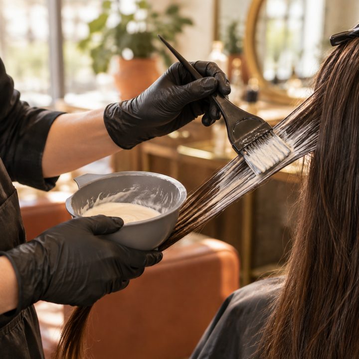 Balayage being painted onto a section of hair at Serendipity Hair Studio in Cape Coral